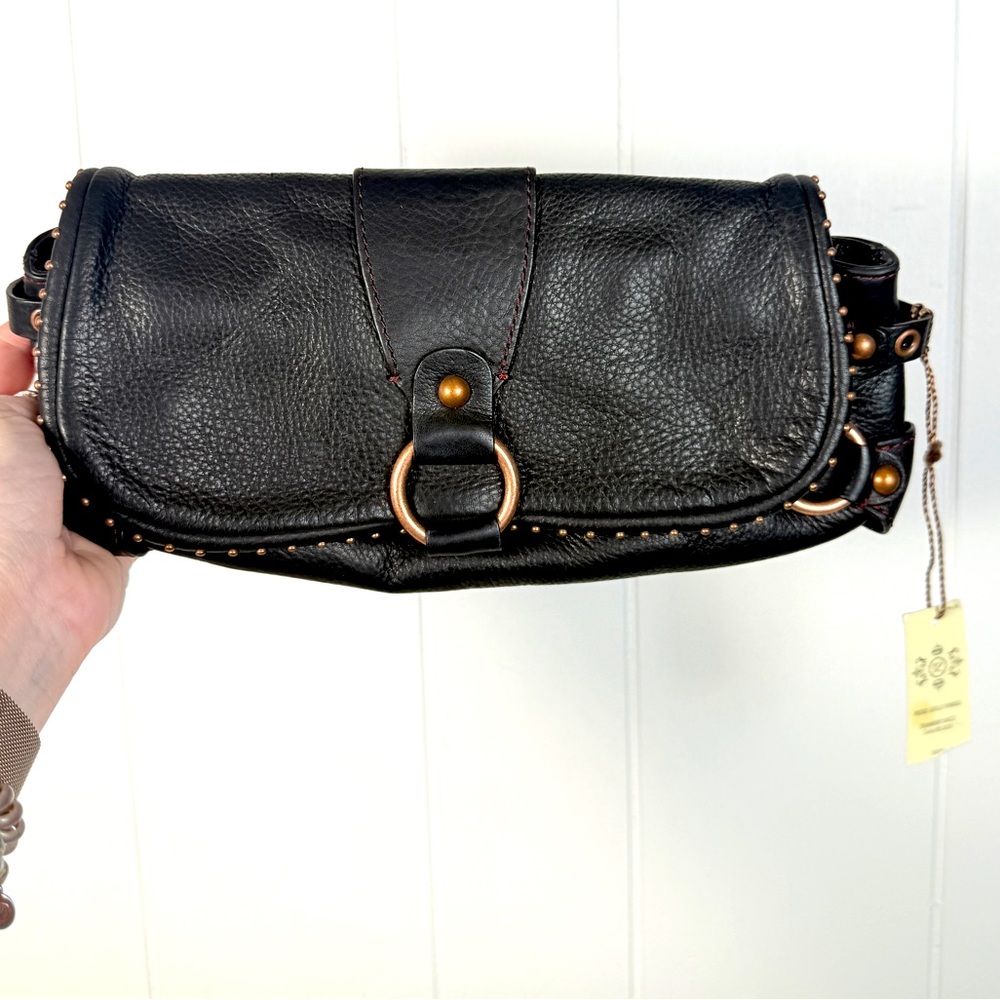 Kate Landry Clutch leather with metal grommets and accents soft NWT